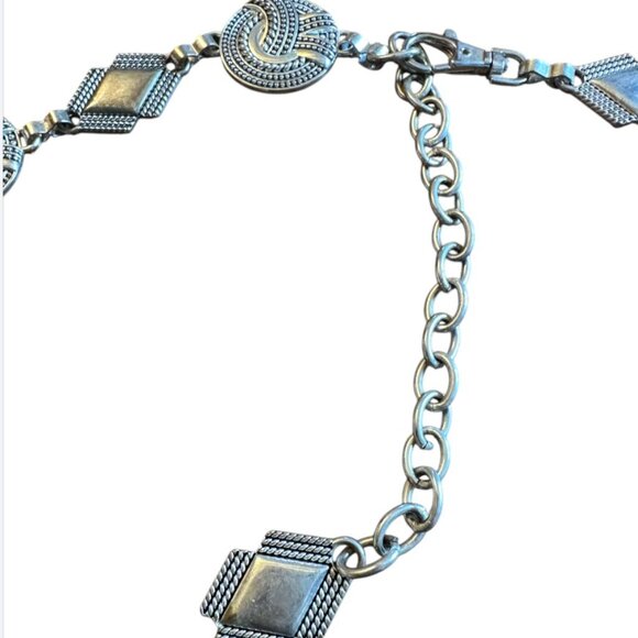 Silver Tone Belt Textured Stations with Silver Geometric Shapes Brighton Inspire - Picture 13 of 13